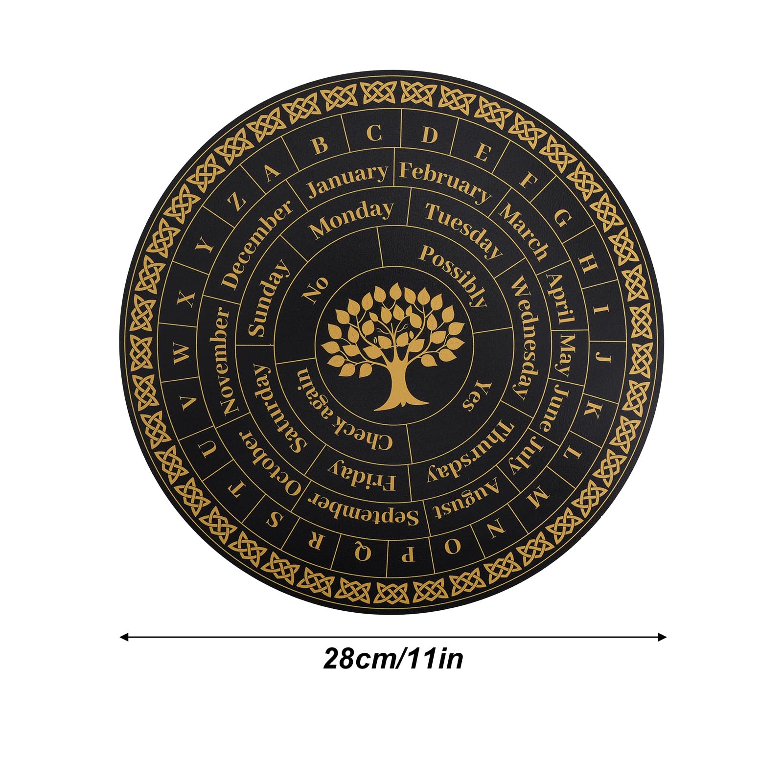 Tavola Divinatoria per Pendolo, 28cm Legno Albero della Vita Pendolo Tavola con Lettere Strumenti di Divinazione Forniture di Stregoneria per Principianti Professionisti