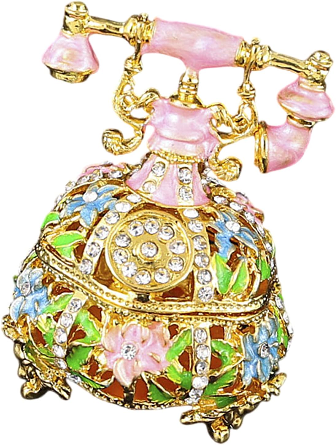 Telephone Shape Gift Box Elegant Statue Decorative Ornament for Rings Earrings and Other Delicate Accessories Coatin