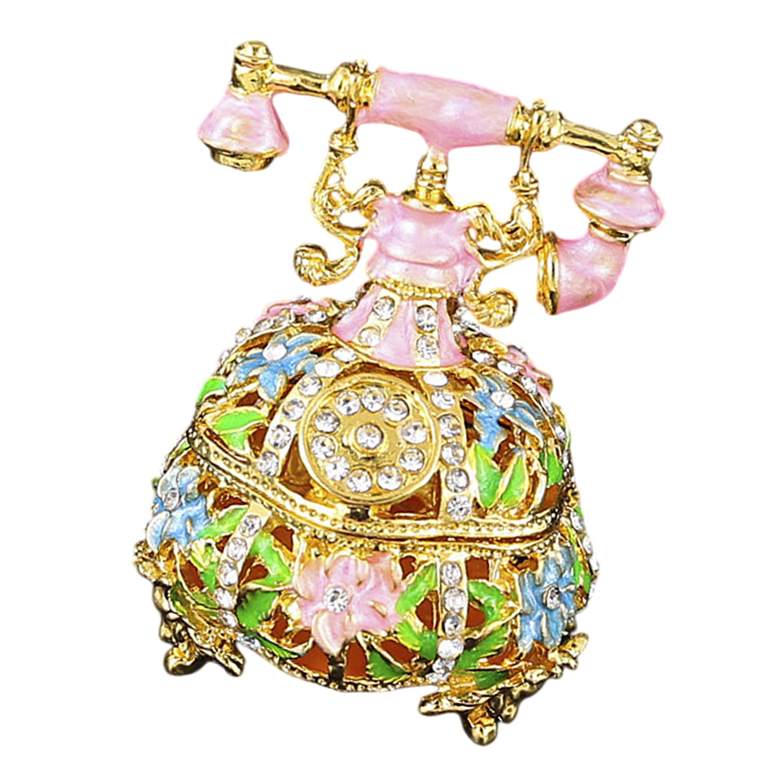 SXRQ Exquisite Metal Trinket Box Telephone Shape Jewelry Case Small Accessory Storage Box for Displaying Delicate Accessories Artistic Jewelry Presentation Case