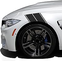 Vista 12 de (2) Calcomanías de vinilo para defensas de hash a rayas de carreras, par de calcomanías a rayas (3M dorado metálico)