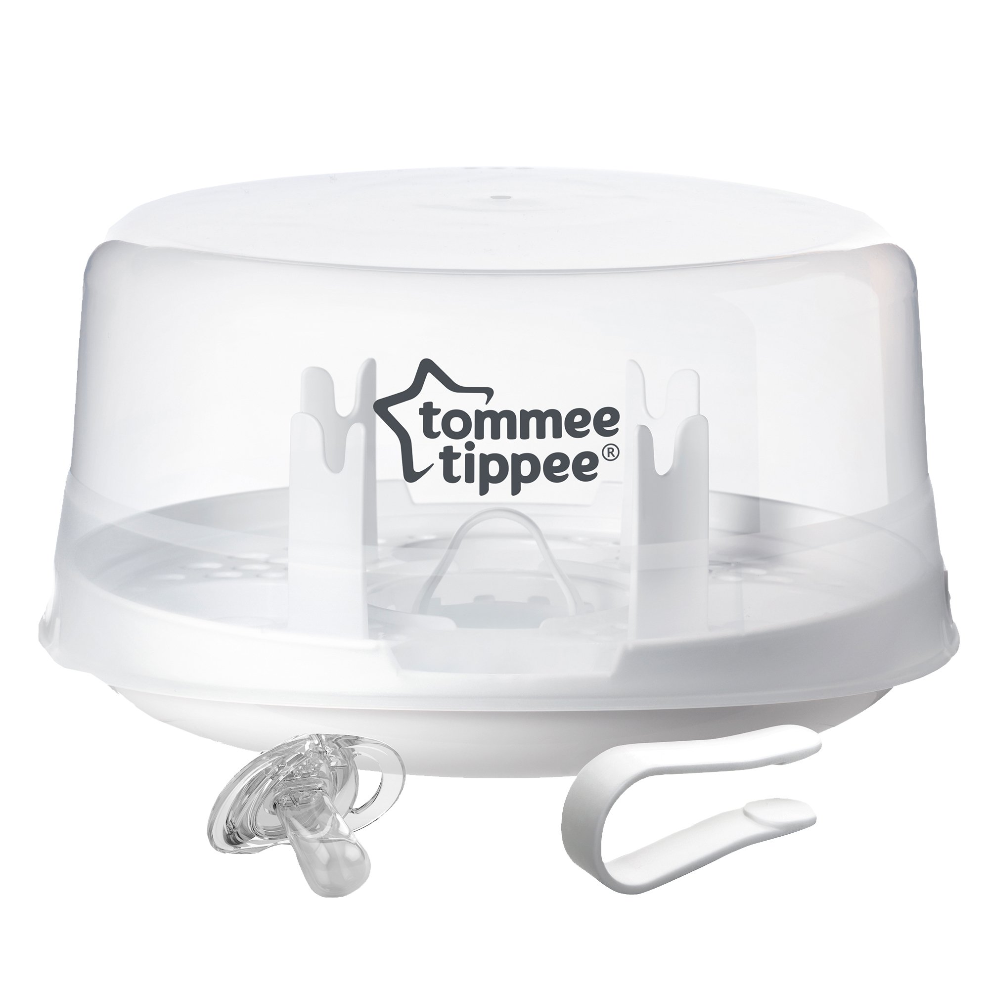 Tommee Tippee Juego de regalo para recién nacido, incluye esterlizador, bolsas, calentador de botellas, cepillo para biberón y pezón, babero, chupetes - sin BPA