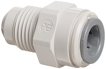 John Guest Acetal Copolymer Tube Fitting, Straight Adaptor, 1/4" Tube OD x 1/4" Flared Male Pack of 10