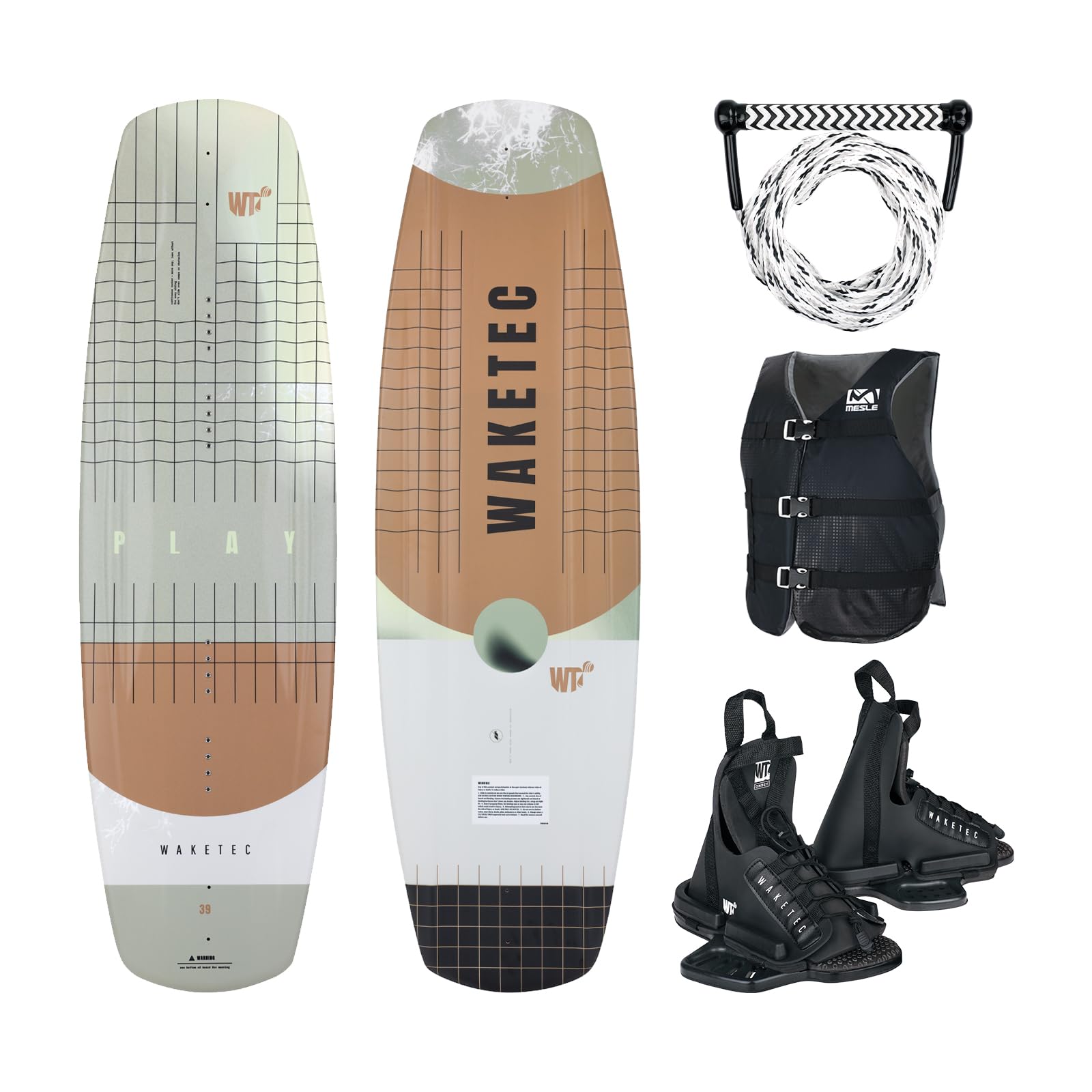 Wakeboard Play STD Kit Complet avec Fixation Onset, Corde Combo et Gilet Sportsman