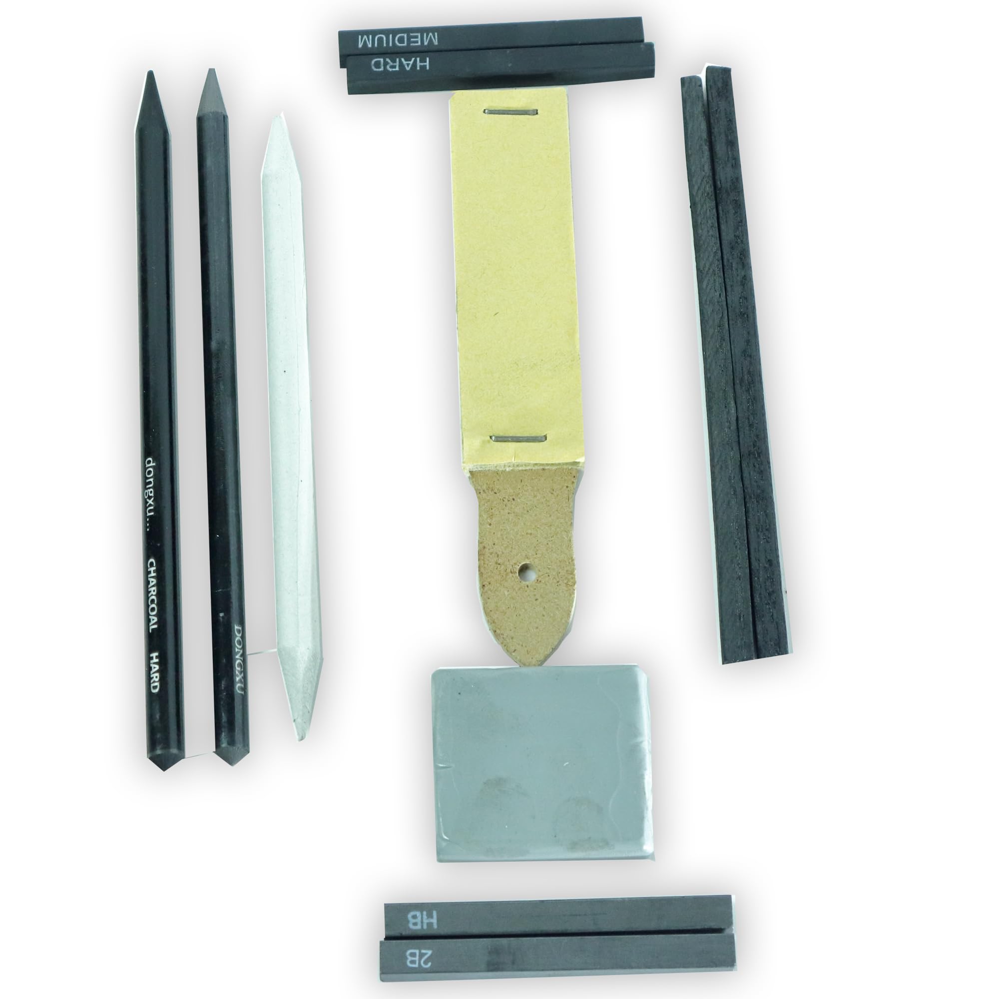 Artists Sketching Kit 11 Pcs Drawing Set with 2 Graphite Pencils, 2 Compressed Charcoal, 2 Graphite Sticks, 2 Charcoal Sticks, Blending Stump, Kneaded Eraser & Sandpaper Block product image 4