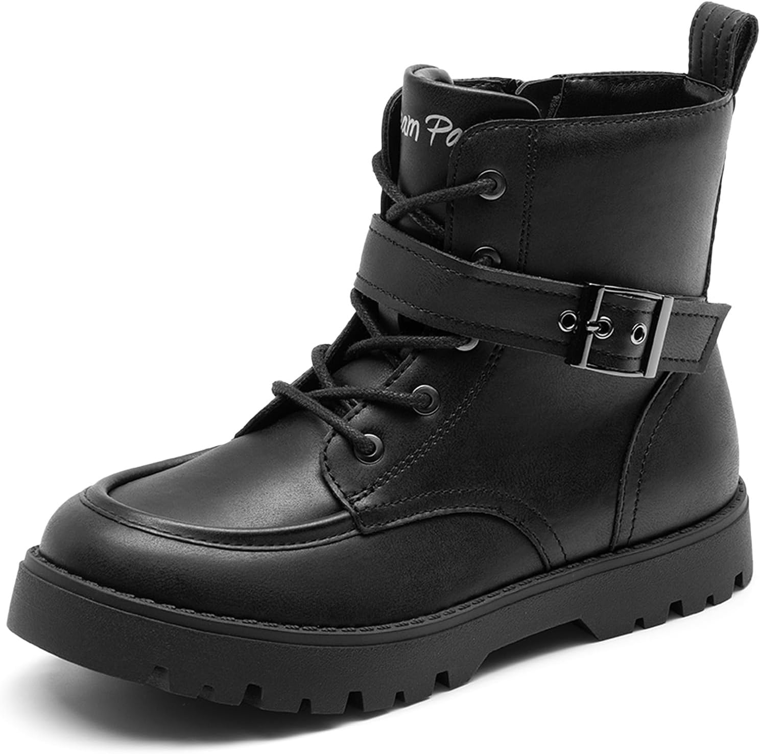 DREAM PAIRS Boys Girls Ankle Boots Lace-up with Buckle Strap Combat boot for Toddler/Little Kid/Big Kids
