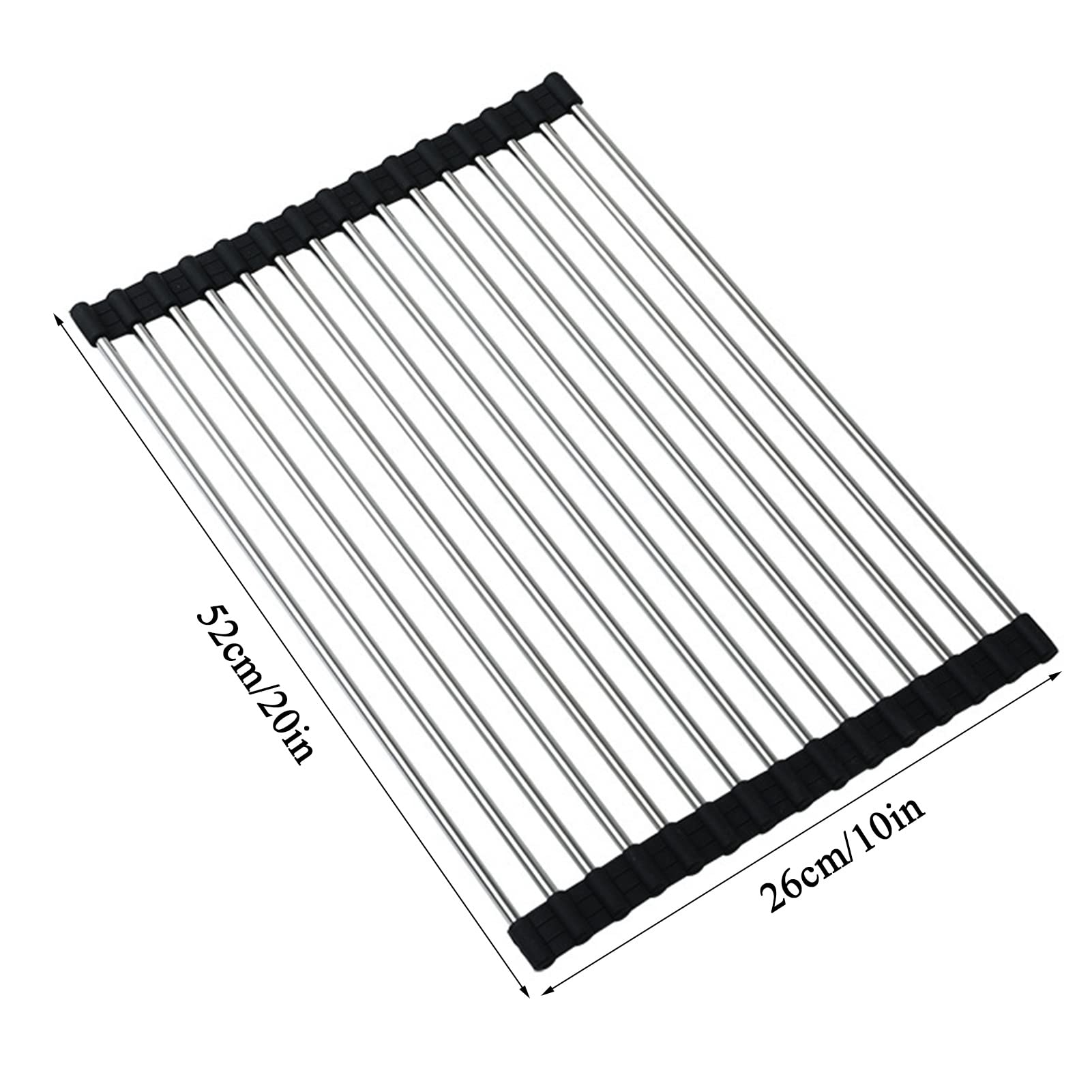 Scolapiatti da appendere sopra il lavello, Scolapiatti pieghevole in silicone e acciaio inossidabile for lavello, diverse misure(10 * 20inch)