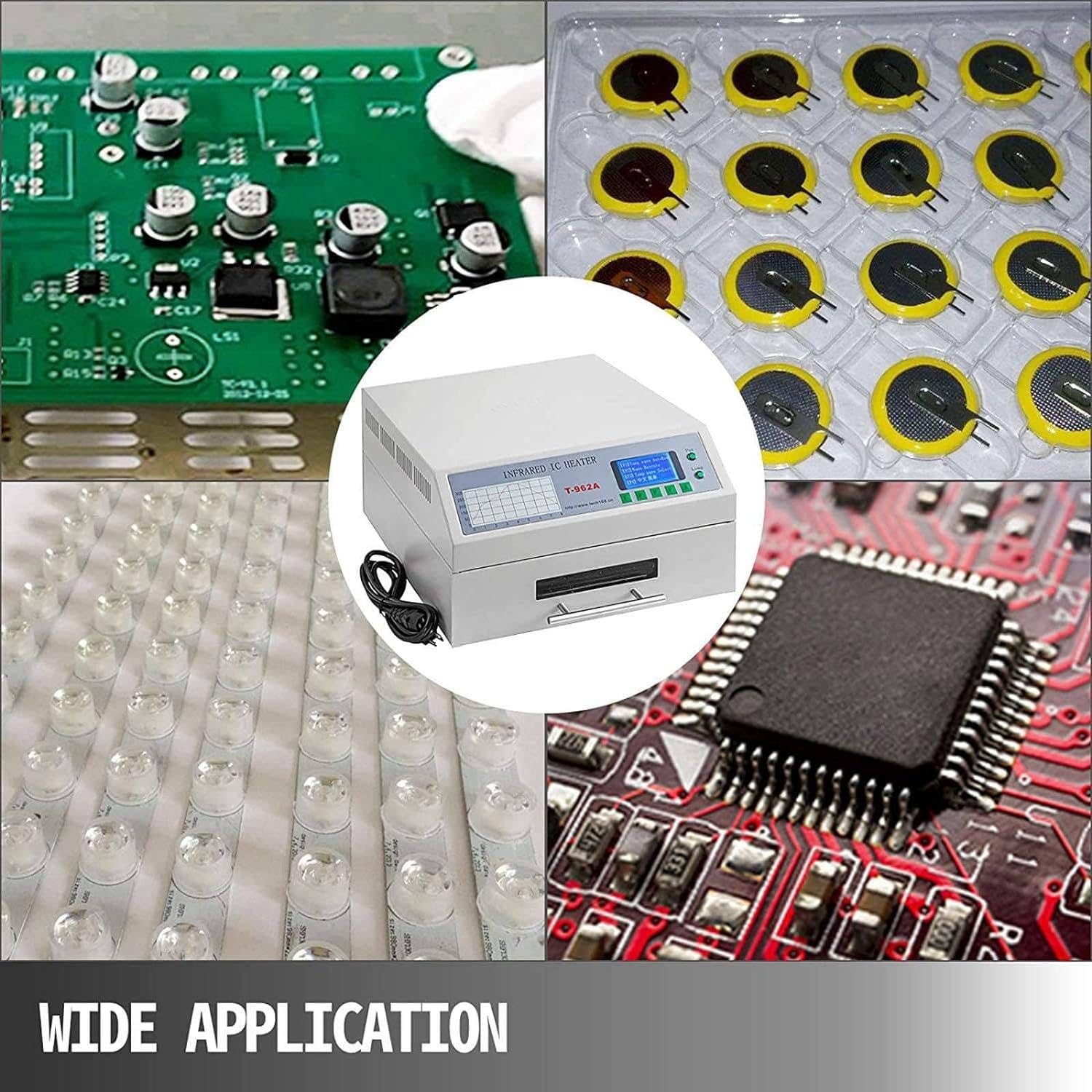 DPLXQPP T-962a Reflow Oven,1500w Automatic Reflow Machine,Professional Infrared Heater Welding Machine,with Hot Air Circulation Test