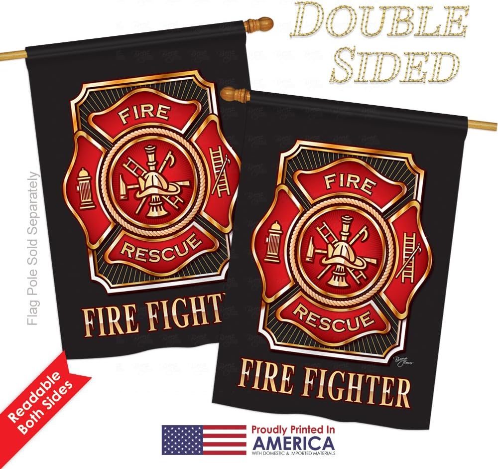 Breeze Decor Fire Fighter Indoor/Outdoor Sublimation Flag 28" X 40" 08063