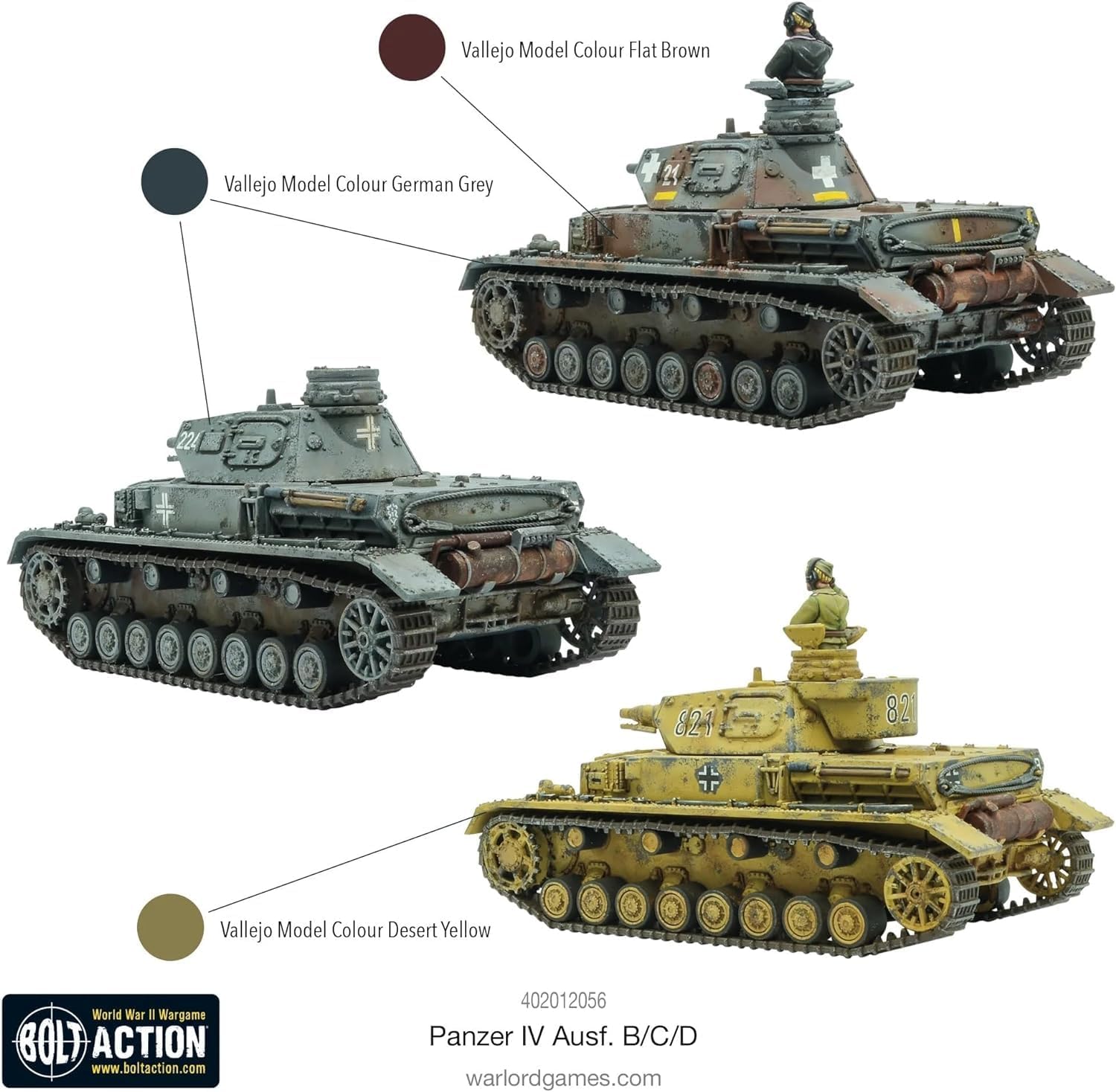 Wargames Delivered - Warlord Games Bolt Action WWII Panzer IV Ausf. B/C/D Tank 1:56 Military Table Top Wargaming Plastic Model Kit for Adults