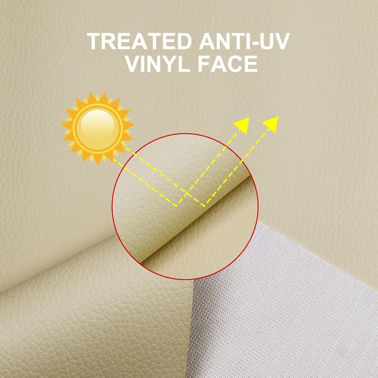 Faux Leather Fabric by The Yard, Upholstery Projects & Auto Interior Reupholstered, Water Proof Durable 55' ' Width (2Yard, Beige)