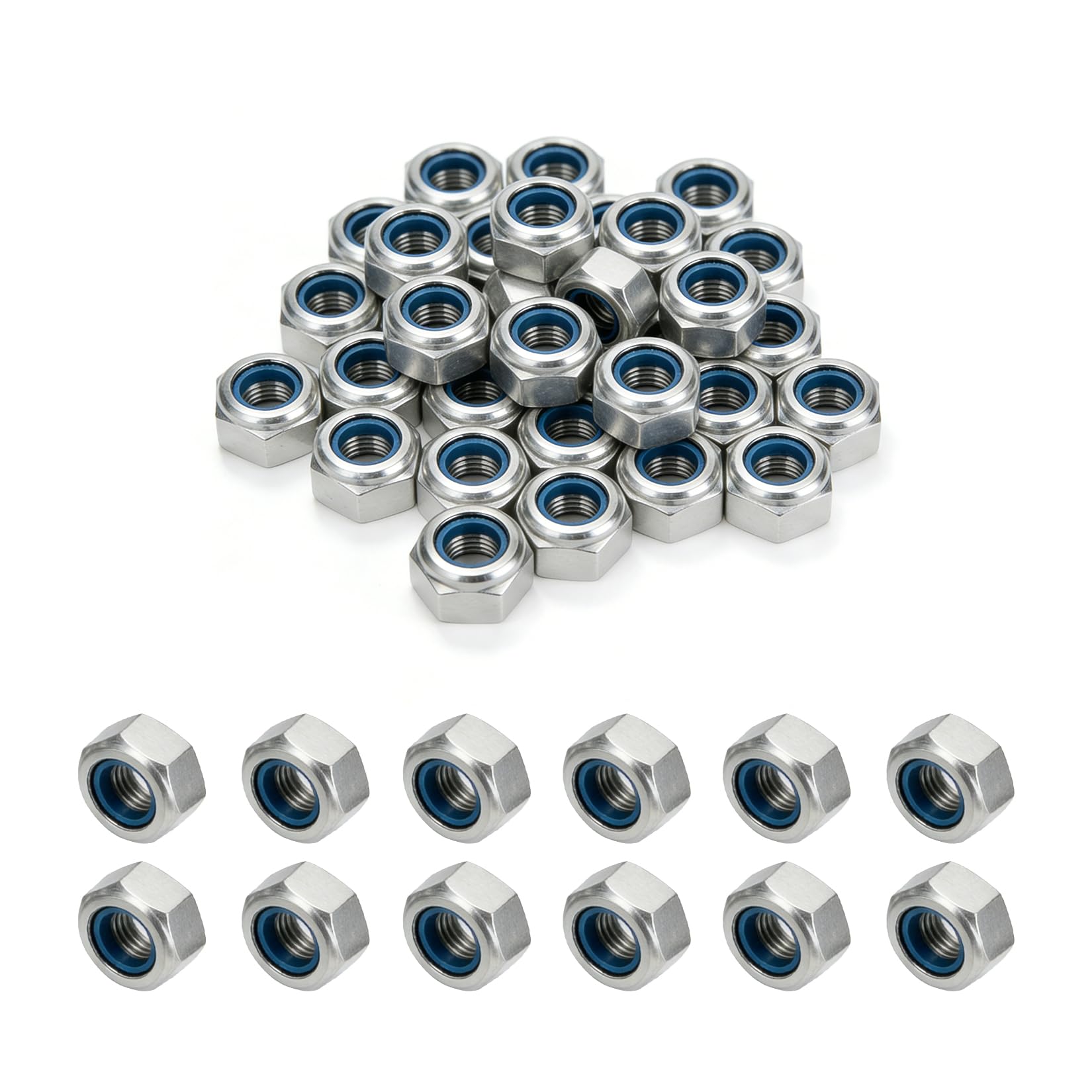 qxayxa 120 Pcs M6 Nylon Insert Hex Lock Nuts, DIN 985, Zinc‑Plated Silver — image 1