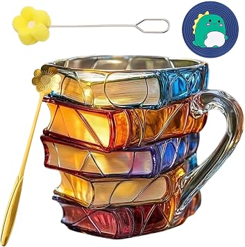Chapter Book Mug, 2026 Upgraded Book Themed Ceramic Mugs, Novelty 3D Painted Books Mug Handmade Coffee Mugs, Paint Glass Coffee Cup Gift for Books Lovers 1PC-A-191ML