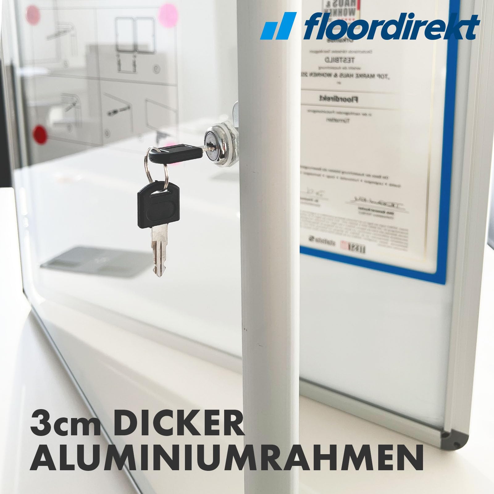 Floordirekt Schaukasten 12xA4 inkl. 24 Magnete Infokasten Aushang Aushangkasten Magnetische & beschreibbare Rückwand Plakatschaukasten mit Alurahmen & Acrylglas