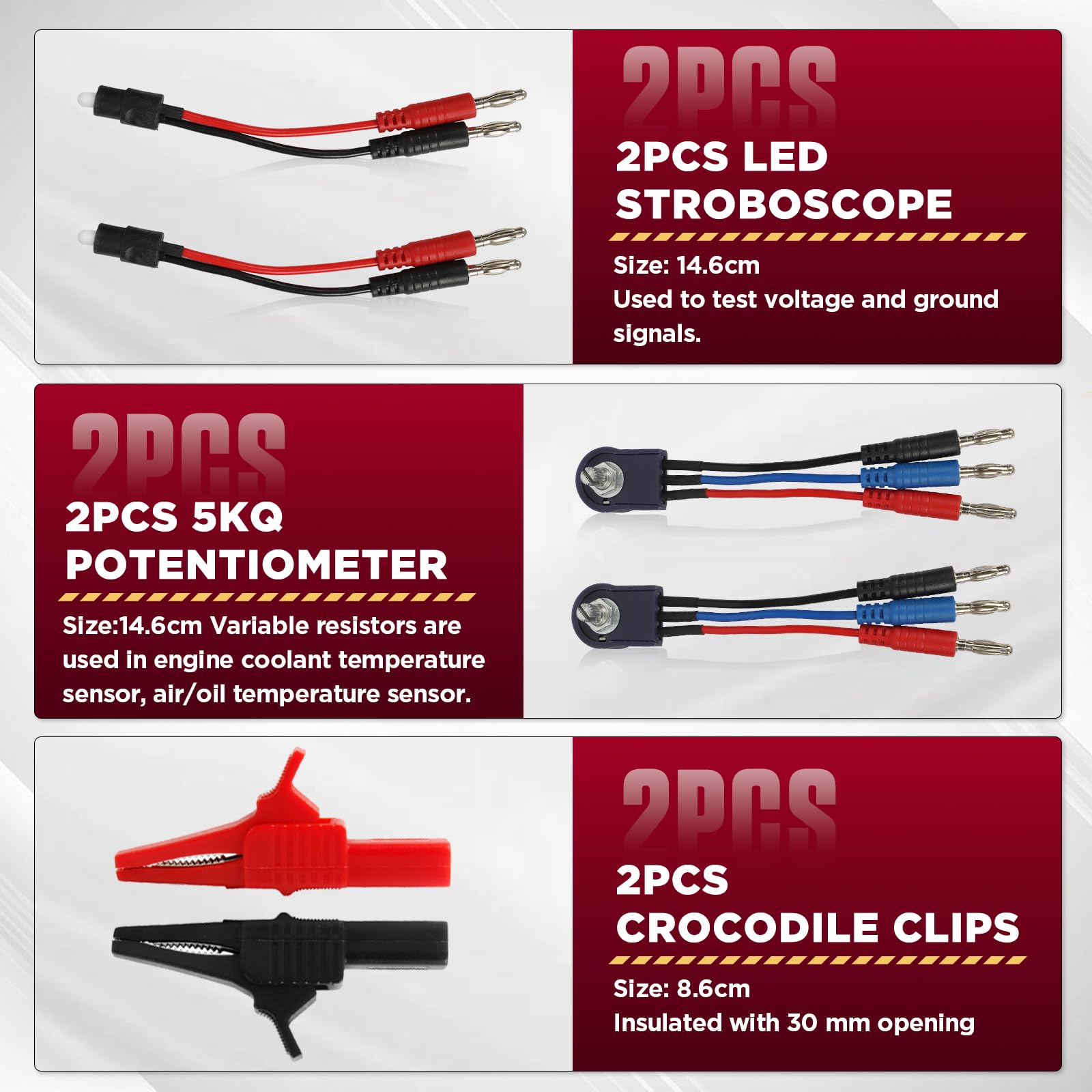 104-Piezas Cables Eléctricos Circuito Automóvil - MOTOCOCHE Kit Prueba Plomo Automoción: Sonda Eléctrica Multifunción con Conectores y Adaptadores para Multímetro