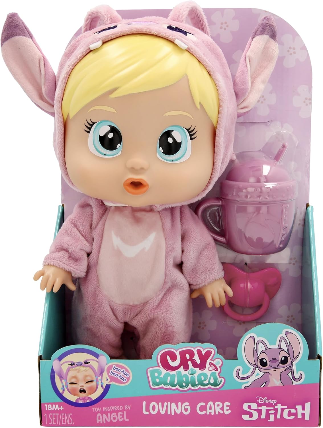 Crying Babies Disney Angel Baby Doll Crying Baby Loving Care Inspired by Angel, Includes 3 Accessories and Cries Real Tears Girls from 3 Years Old