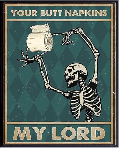 Your Butt Napkins My Lord - Funny Bathroom Wall Decor - Skeleton Decoration - Gothic Bathroom Wall Art - Bath Decor- Toilet Paper Art - Restroom