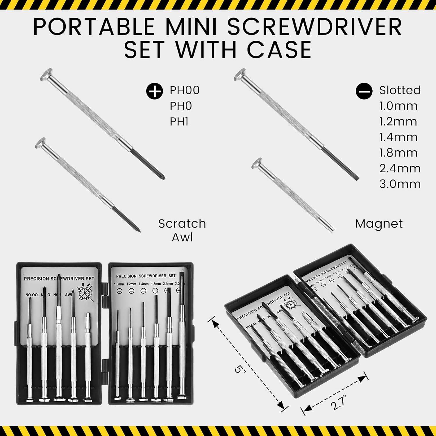 Lasnten 20 Set 11 Pcs Mini Screwdriver Set Bulk with Case Small Precision Screwdriver Kit for Watch Eyeglass Repair 11 Different Size Flathead and Tiny Phillips Tools Gift for Father Men Worker