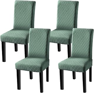 Fuloon 4 Pack Super Fit Stretch Removable Washable Short Dining Chair Protector Cover Seat Slipcover for Hotel, Dining Room, Ceremony, Banquet Wedding Party