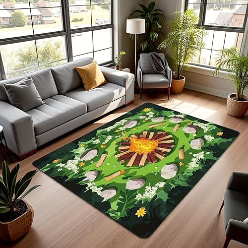 Miniatura 20 de Alfombra decorativa de coche de carreras de 5 x 6 pies 6 pulgadas, alfombra de motocross para interiores para sala de juegos, mesita de noche, sofá,