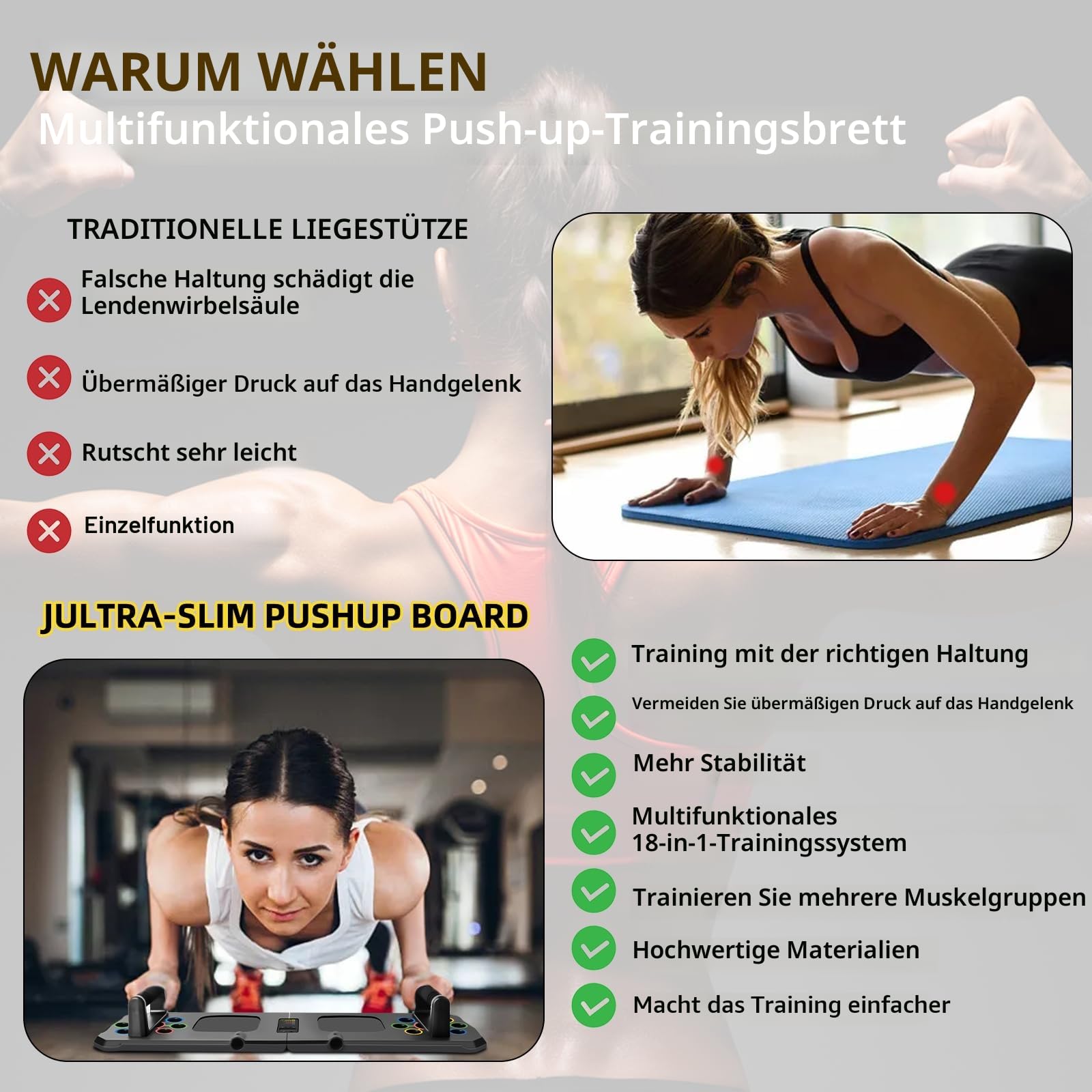 Liegestütze Brett 24 in 1 Push Up Board, Faltbares Multifunktions Liegestütz Liegestützbrett Bar Home Gym Calisthenics Equipment Fitnessgeräte für Zuhause Brusttrainer