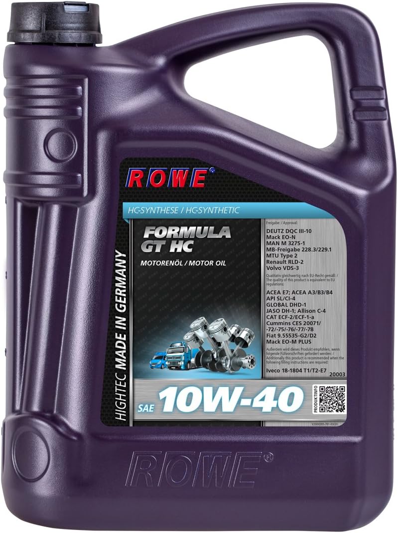 ROWE HIGHTEC FORMULA GT SAE 10W-40 HC - 5 Liter Motoröl für gemischten ...