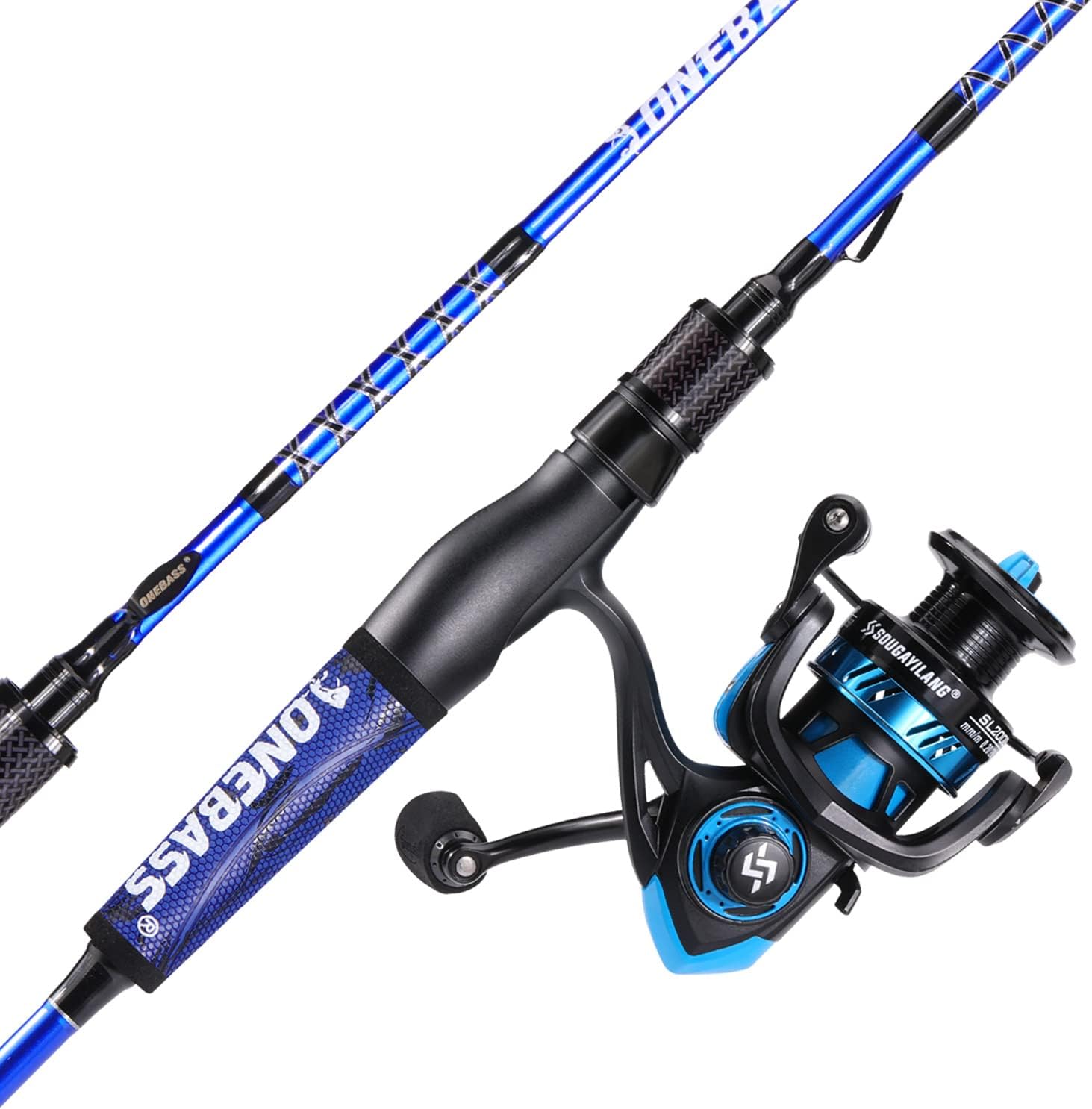 Color Blue One Bass Fishing Rod and Reel Combo, IM7 Graphite  Blank Baitcasting Combo, Spinning Rod with SuperPolymer Handle