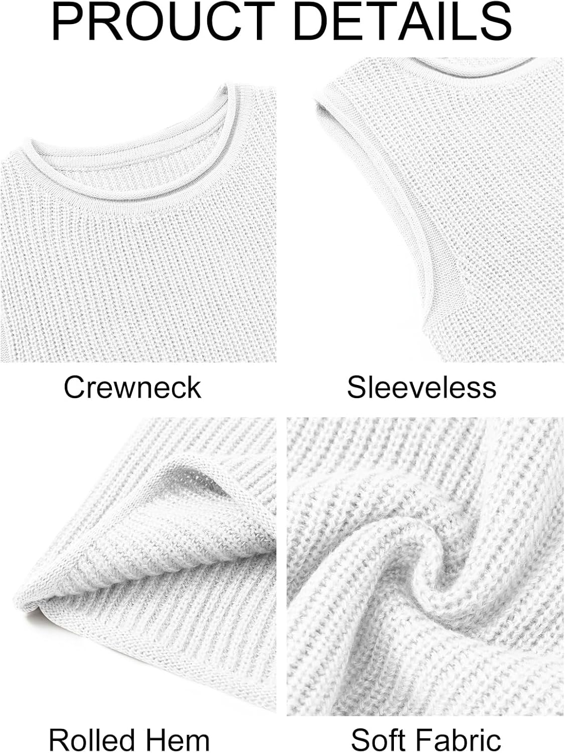 Imily Bela Womens Sleeveless Sweater Vest Casual Crewneck Loose Fit Knit Tank Tops Lightweight Trendy Summer Ribbed Pullover - Image 5