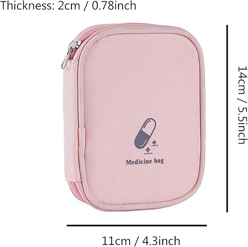 Miniatura 2 de Linsiter Pequeña bolsa de primeros auxilios vacía, bolsa portátil de viaje para pastillas, bolsa de primeros auxilios con cremallera doble con asa