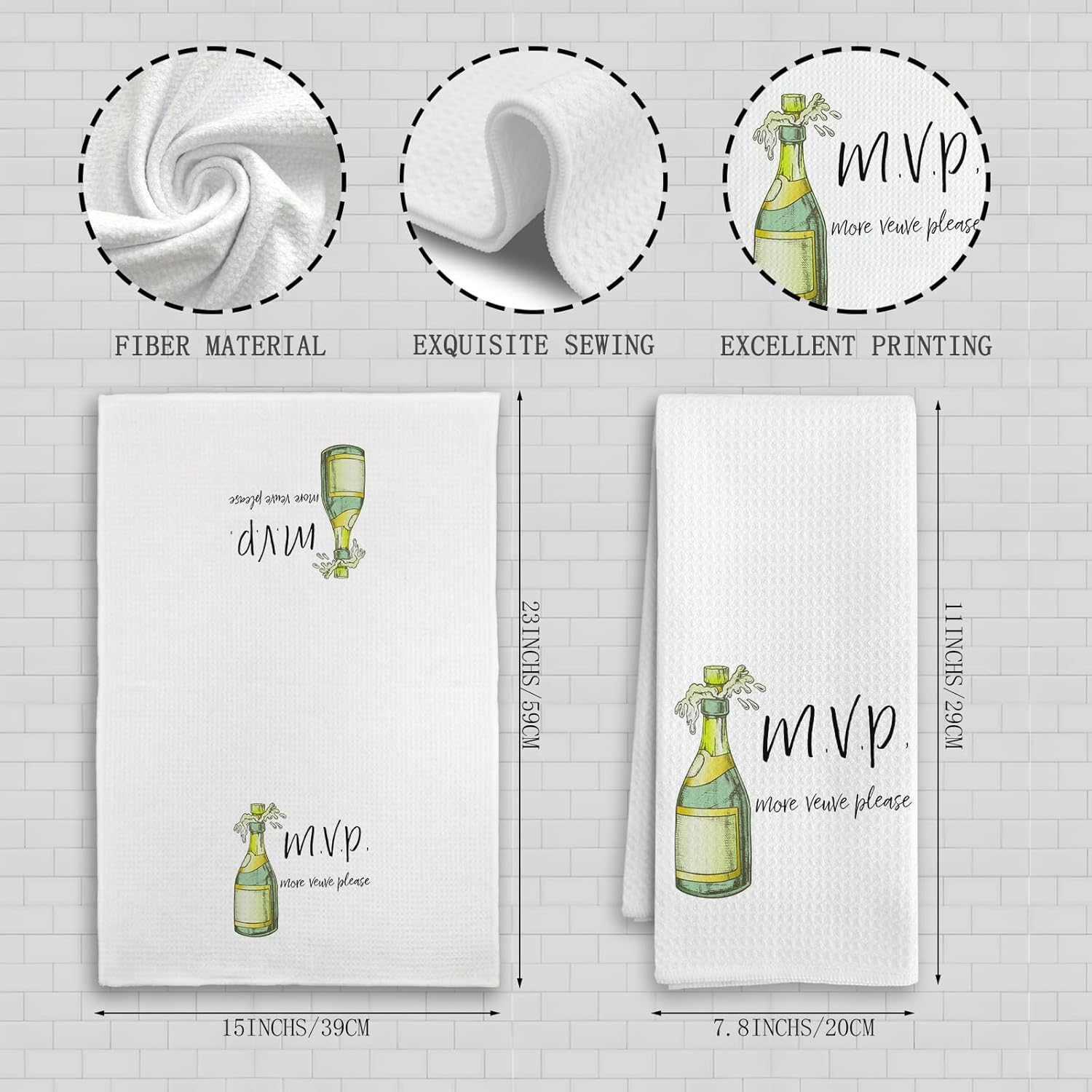MVP More Veuve Please Champagne Towels, Decorative Kitchen Bar Towels, Funny Gifts for Kitchen 16x24in - Image 7