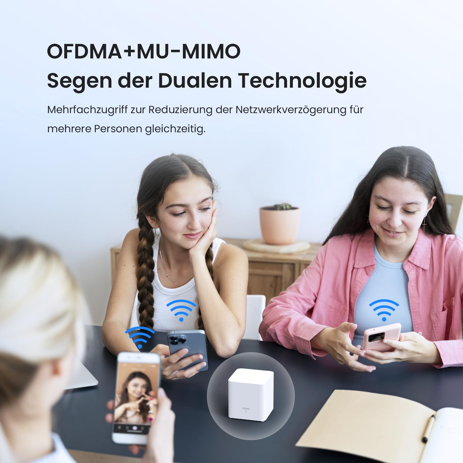 Tenda Nova MX3 Mesh WLAN System - AX1500 Wi-Fi 6 Dualband Router und Repeater - empfohlen für Häuser mit 1-2 Schlafzimmern - 2xGigabit Ports für Jede Einheit - APP Steuerung - WAP3-2er Pack