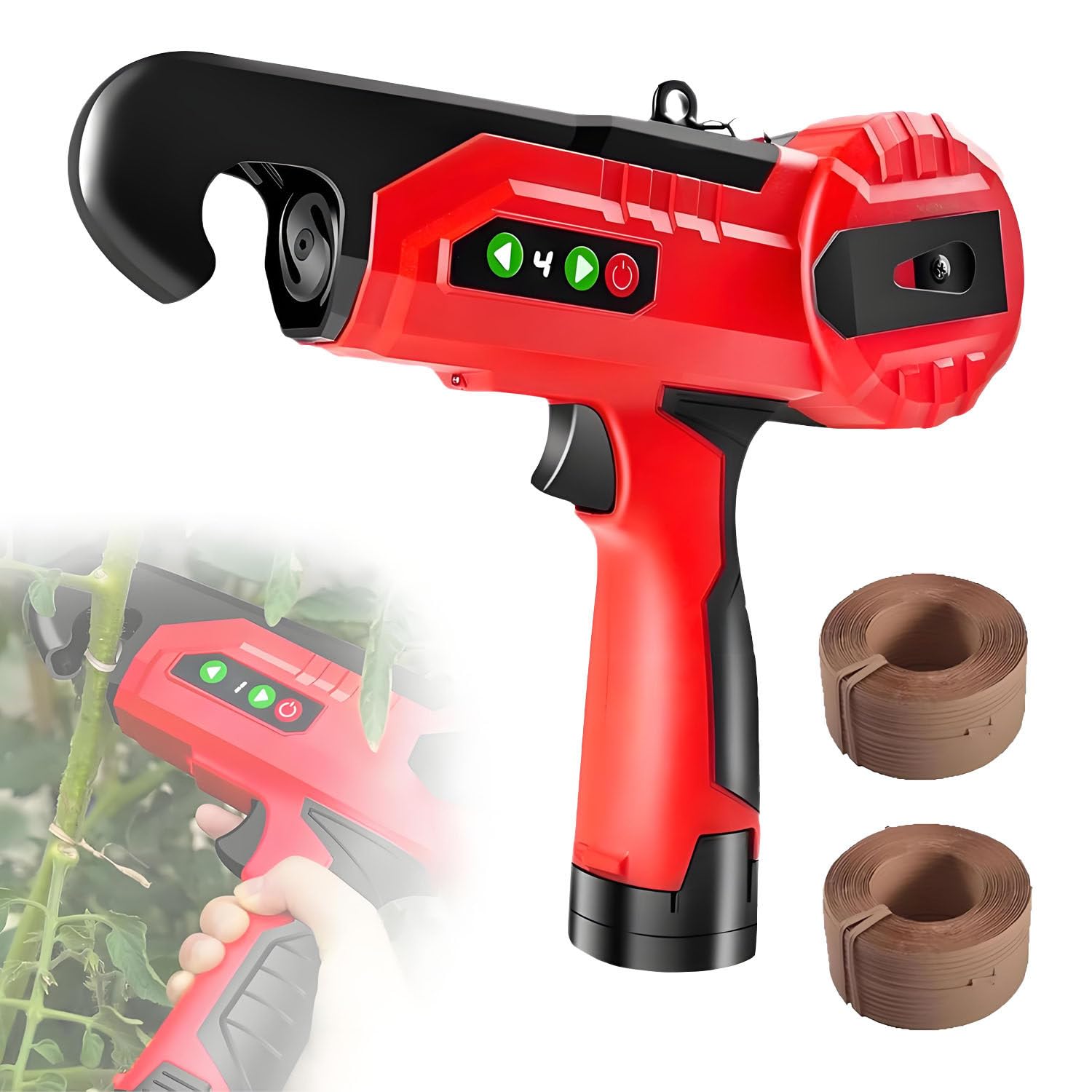 BOOZXCV Portable Electric Twist Tying Machine,Automatic Branch Binding, Four Speed Adjustment, Maximum Bundle Diameters 2.5 cm, for Grapes, Raspberries, Tomatoes (110V)