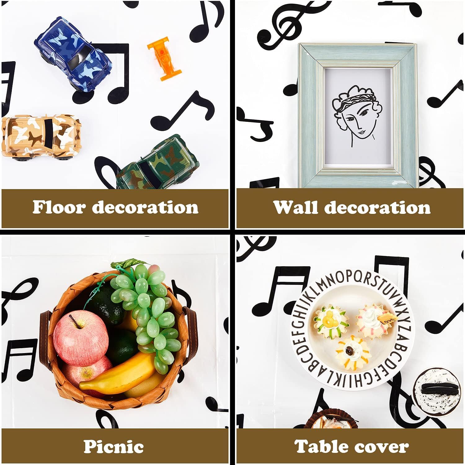 Tatuo 2 Pieces Music Party Tablecloth Musical Notes 108 x 54 Inch Plastic