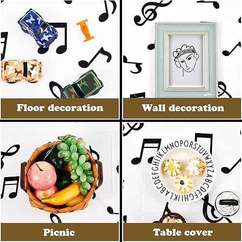 Miniatura 5 de Mantel de plástico desechable de notas musicales de 108 x 54 pulgadas notas musicales notas musicales decoración de fiesta de cumpleaños suministros