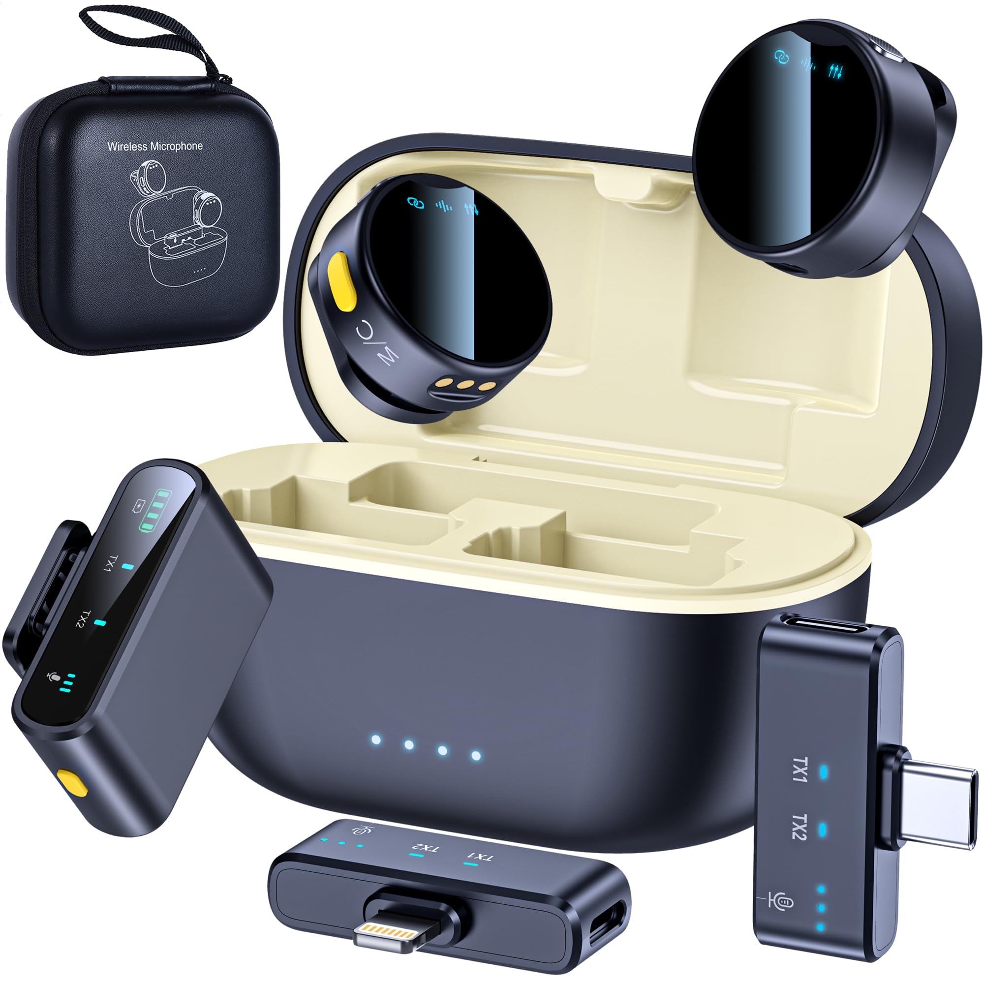 Wireless Lavalier Microphone for iPhone/Android/Camera, 200ft Range, Mini  Microphone with Noise Cancellation, 25Hrs Battery Life Lapel Bluetooth Mic