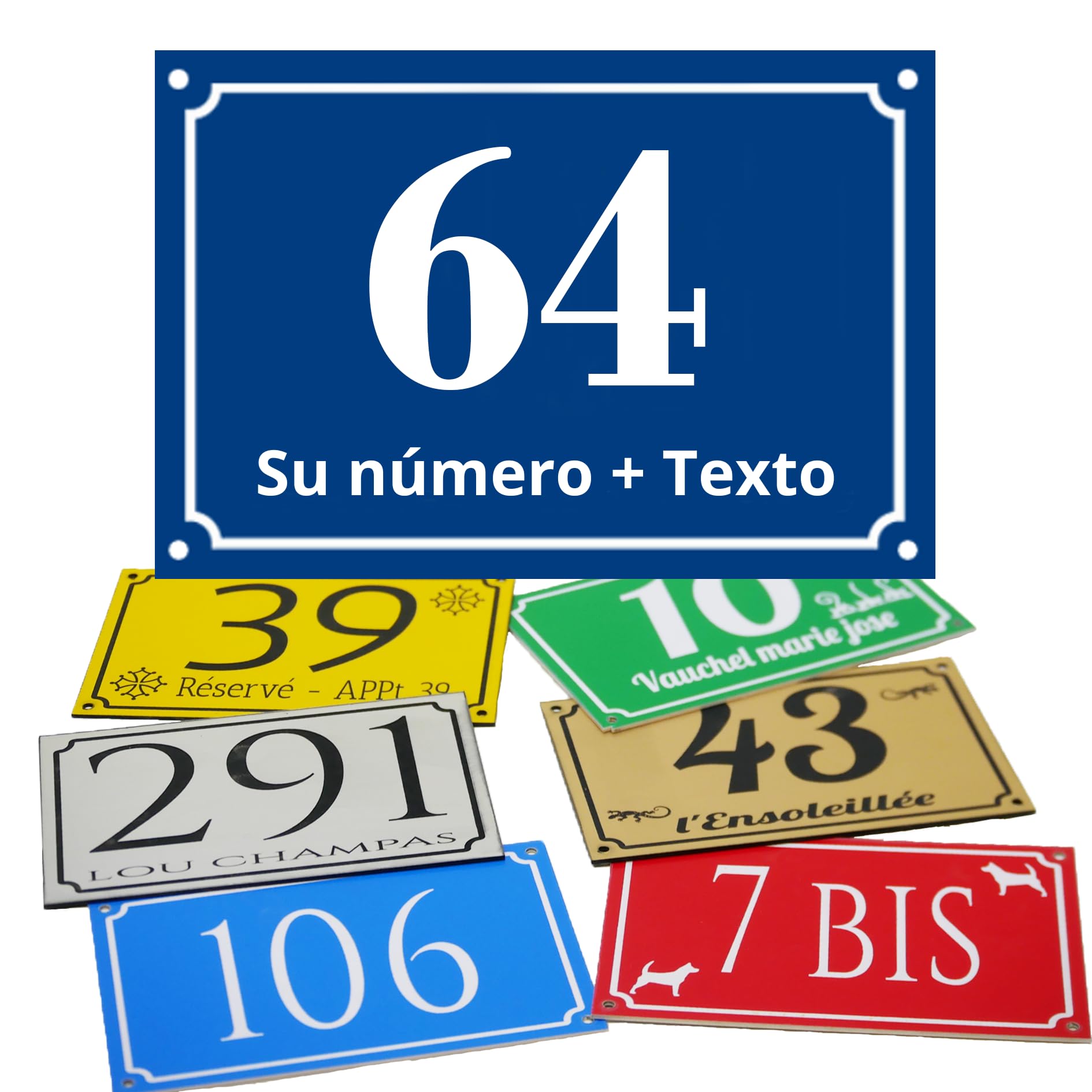 Numeros casa exterior PVC 15x10 cm – Placa personalizada con Número, Texto y Logotipo [Placa buzon personalizada]