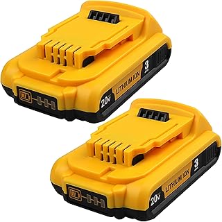 2 Packs 3.0Ah Lithium-ion DCB203 Battery Compatible with Dewalt 20V Battery DCB200 DCB201 DCB204 DCB206 DCB207 DCB180 Cordless Tools Batteries(Yellow)