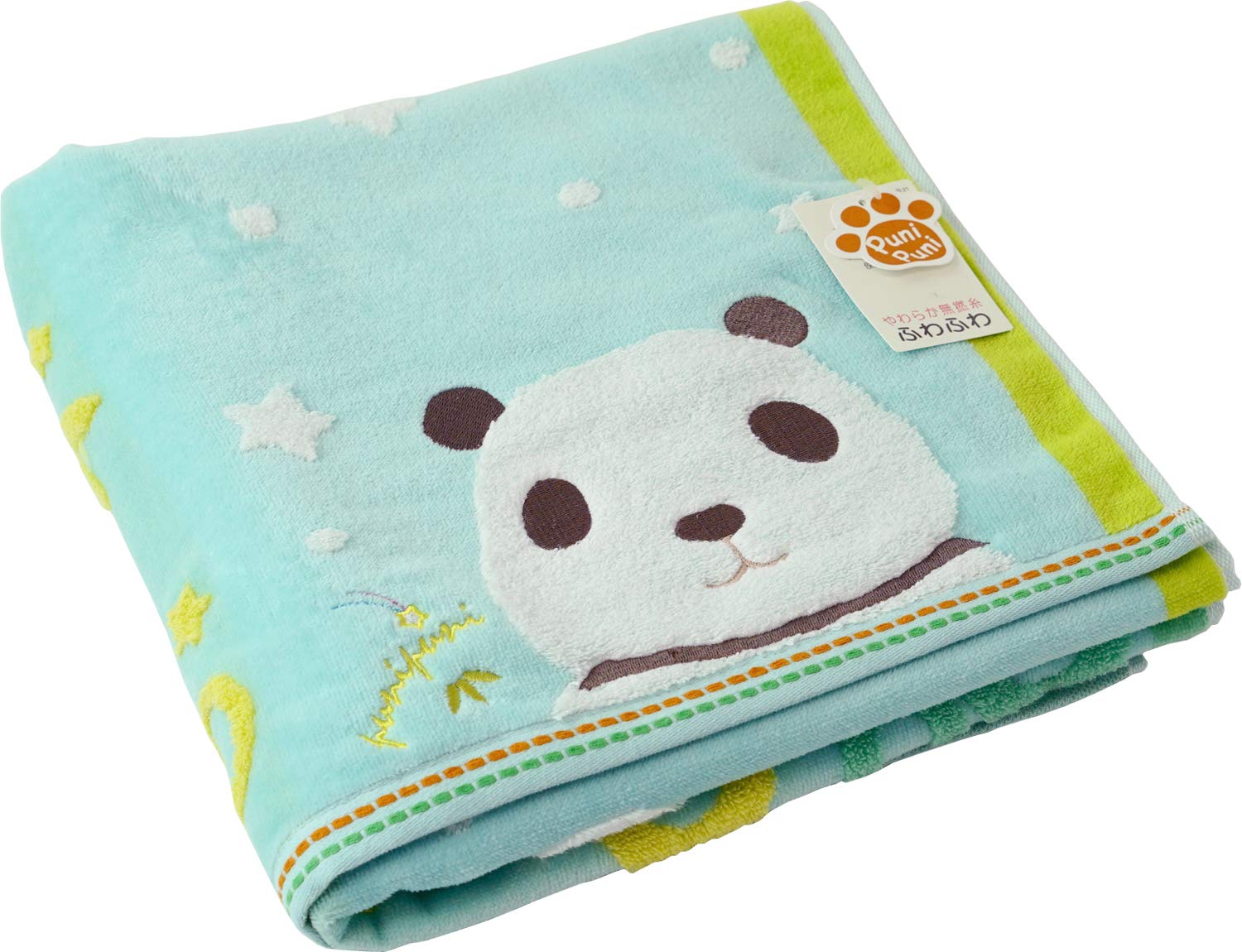 Amazon｜UCHINO バスタオル ブルーグリーン パンダ 約60×120cm もち