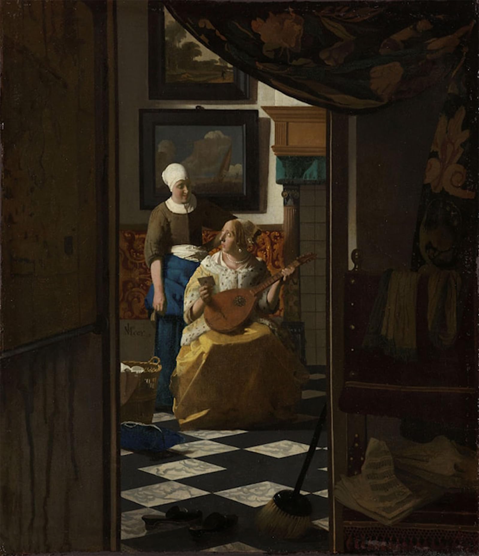 ARTXLXXBN Famous Print Painting Colorful Art Print the Love Letter by Johannes Vermeer Canvas Art Decorations for Home Decor 60x90cm