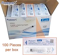Vista 4 de ProtectX Jeringa de laboratorio desechable Luer Lock de 0.1 fl oz (sin aguja), sellada individualmente, dispensación suave y precisa