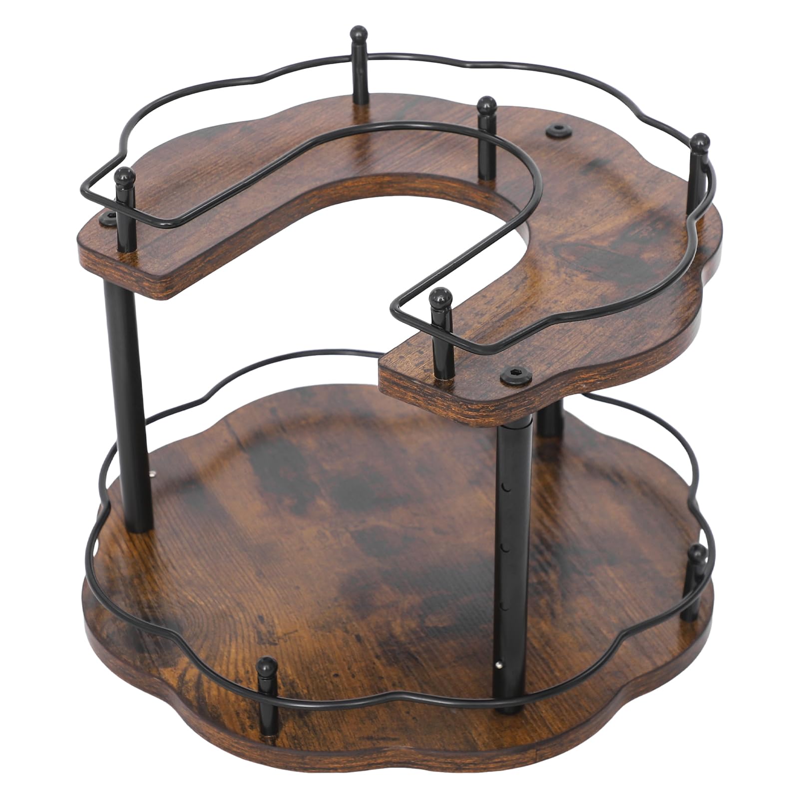 RNGWHTOM Space-Saving 2-Tier Turntable Spice Organizer – Compact Size, 360° Rotation for Easy Access, Raised Guardrails Prevent Falling, Easy to Clean – For Spices, Jars, Cosmetic Bottles