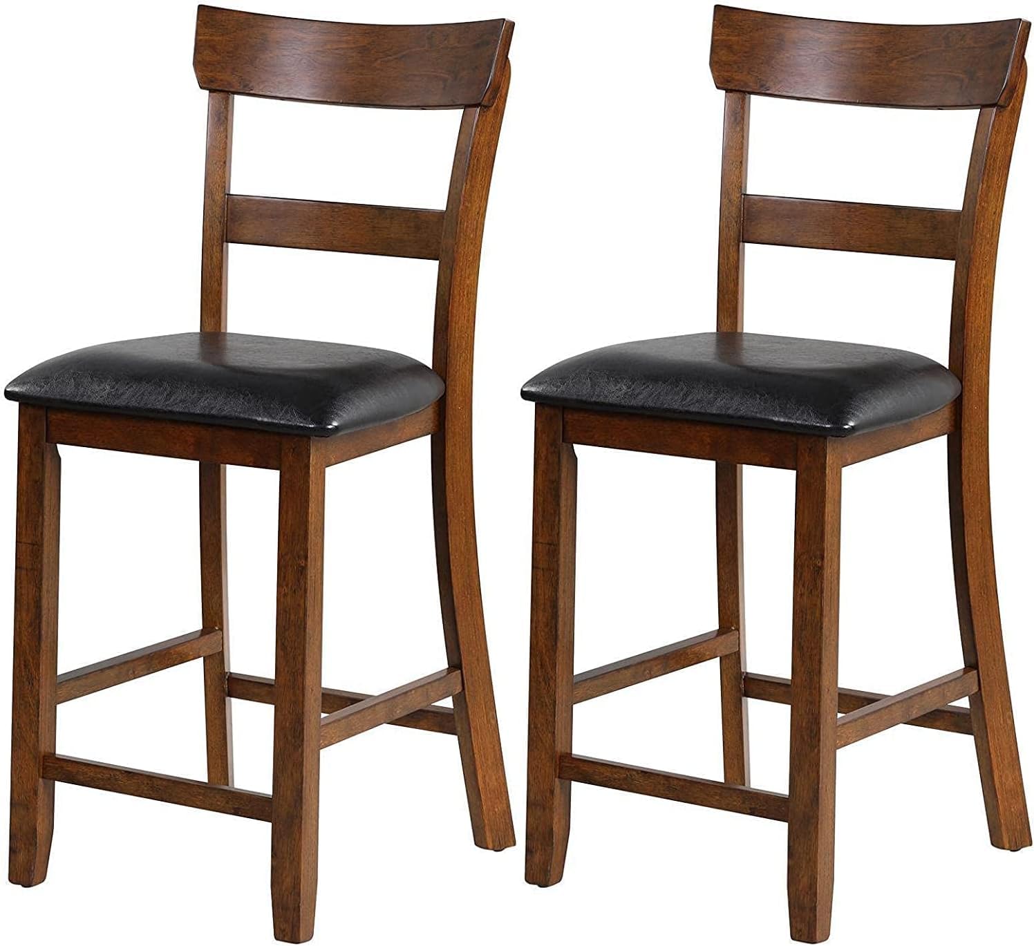 NAFORT Counter Height Bar Stools Set of 2, Farmhouse 25.5” Solid Wood High Dining Chairs with Cushion, Counter Stools with Back for Kitchen Restaurant