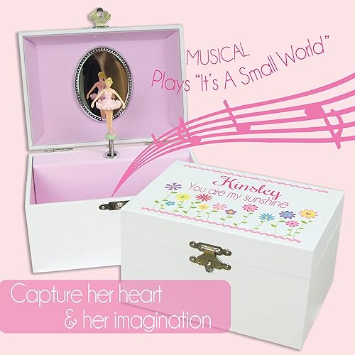 Miniatura 7 de MyBambino Joyero musical de bailarina afroamericana personalizada con mariposas acuáticas afroamericanas