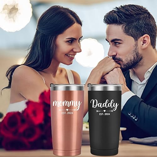 Miniatura 4 de Vaso de viaje con aislamiento para padres recién nacidos de 20 onzas, regalo para el día de la madre, día del padre, Navidad, nuevo embarazo,