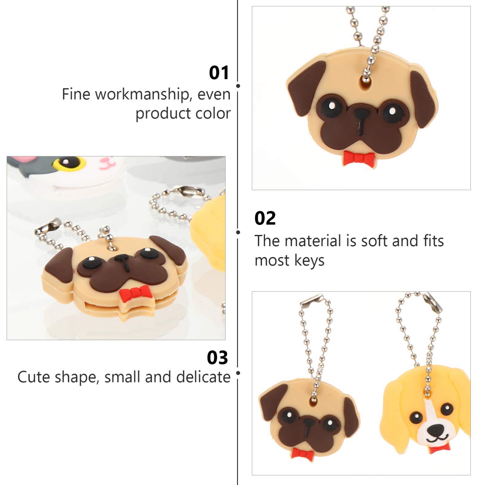6pcs Cartoon Key Set Animal Car Keychain House Caps Animal Protect Top Identifiers Labeling Tags Chain Covers Alarm Hacker Soft Rubber - Image 3