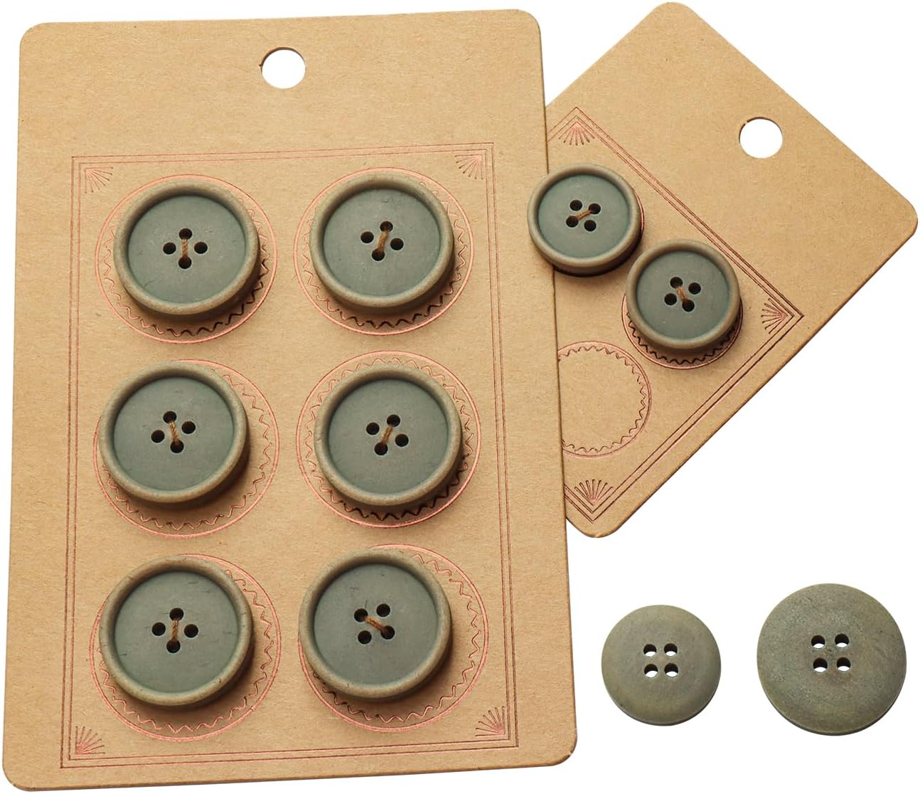 LTWHOME INOTIONSTYLE Oeko-TEX® Standard 100 Recycled Buttons Set Eco-Friendly 20/25mm 4-Hole Buttons for Sweater Olive Green 16 Pcs ATCK00002K