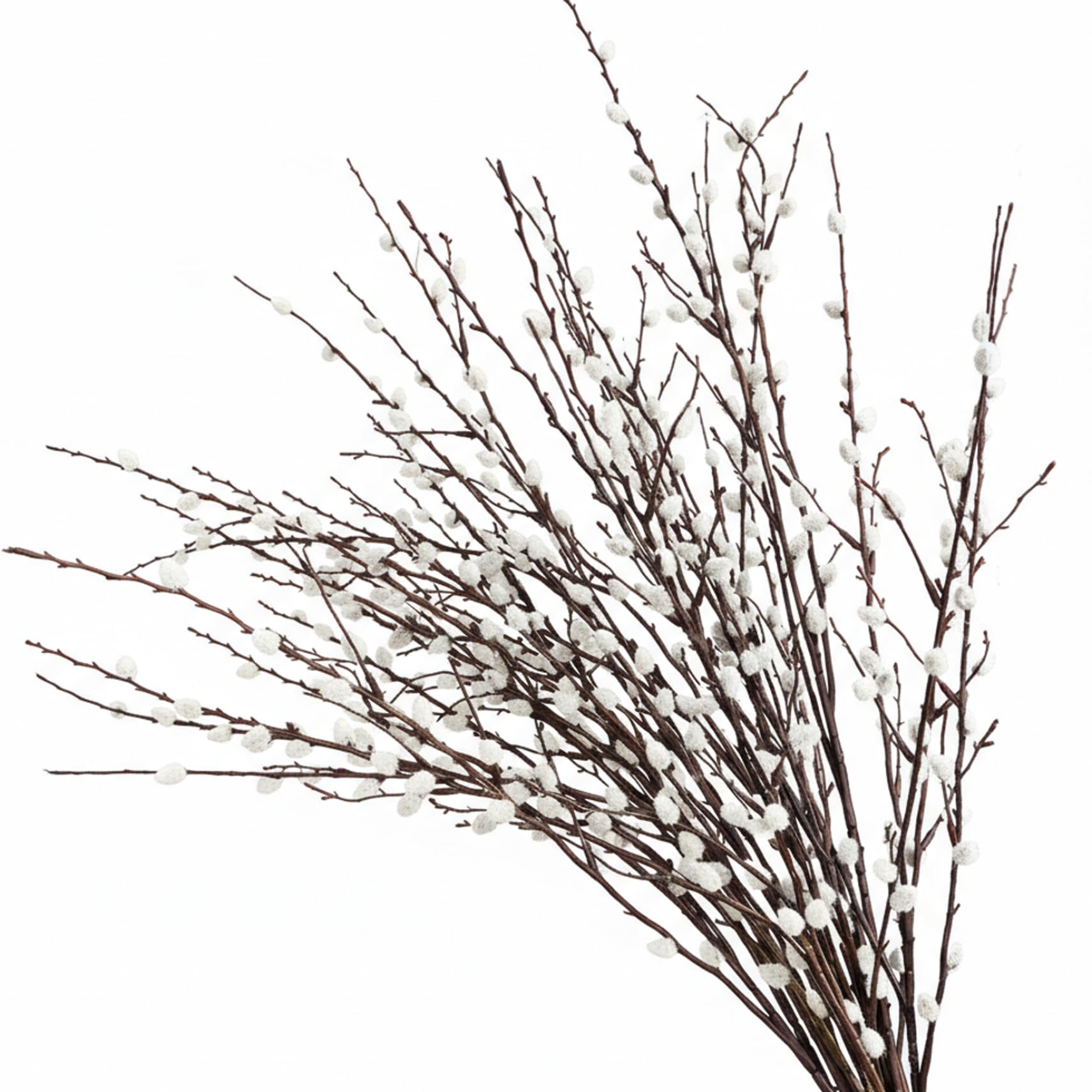 Bemonew Faux Pussy Willow Branches 3 Bundles Faux Pussy Willow Branches, 80cm Tall Vase Filler with White Fluffy Buds, Realistic Pussywillow for Vase Decor