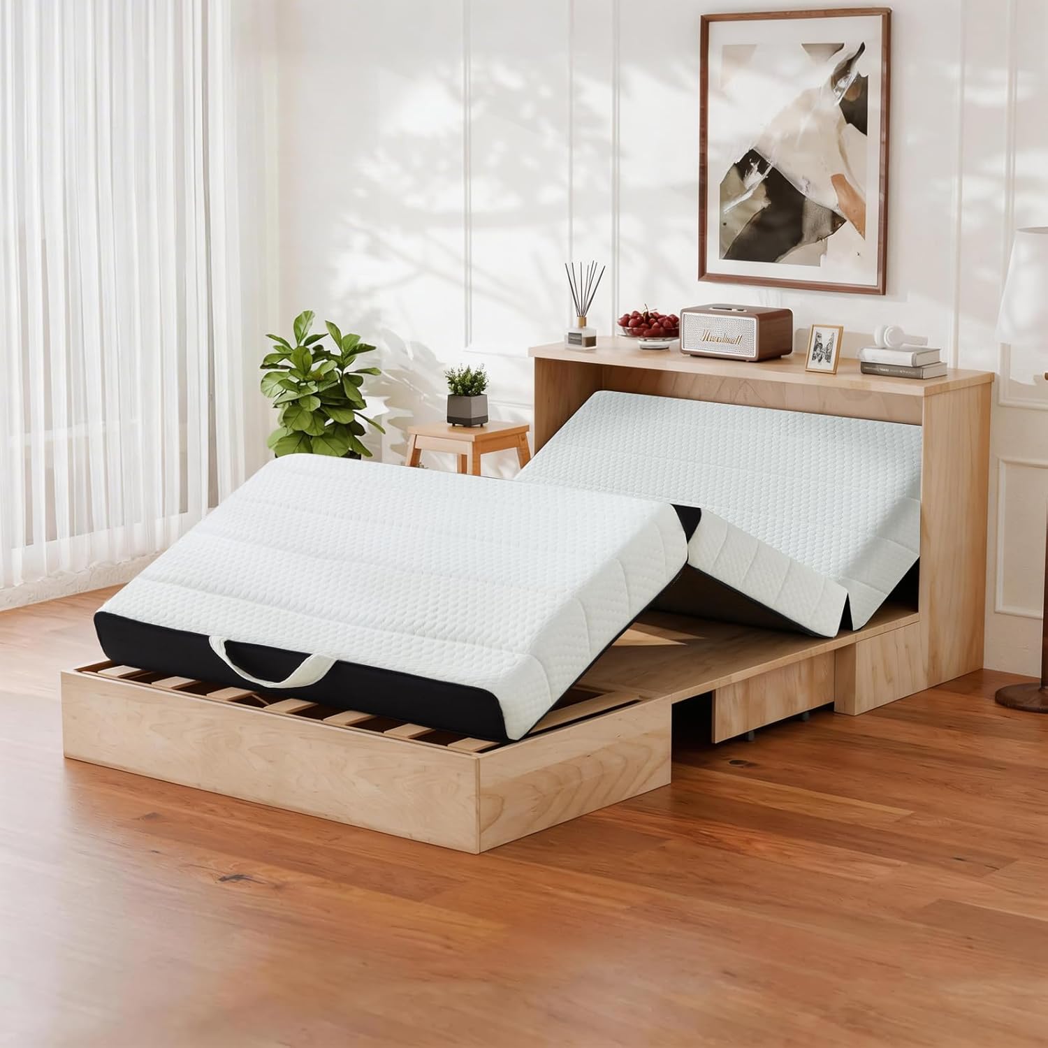 Foldable Mattress, Full Tri-Fold Memory Foam Mattress Topper with Washable Cover, Handle & Non-Slip Bottom, 6 Inch Portable Folding Bed for Guest, Yoga, Living Room, Camping - 73"x52"x6"