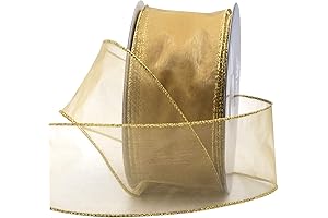 Royal Imports Gold Wired Sheer Ribbon #40 for Floral and Craft Decoration