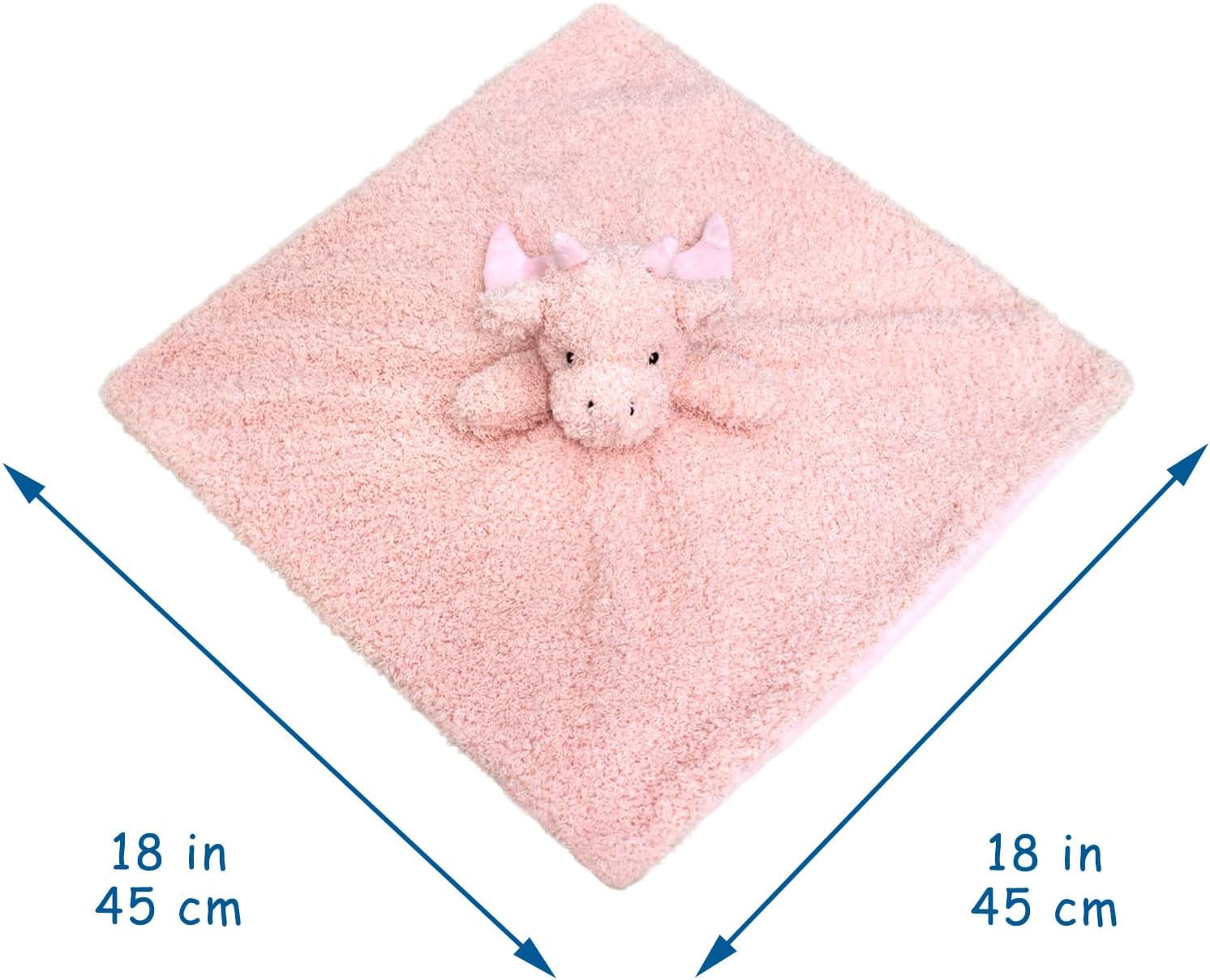 Baby Pink Dragon Soft Stuffed Animal Security Blanket, Plush Dinosaur Character Lovey Blanket, Baby Shower/Nursery Gift, Newborn Infant Toddler Snuggle Blankie for Boys Girls, 18 Inches