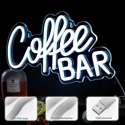 Miniatura 3 de Letrero de neón de café para decoración de pared luces LED blancas luces de neón alimentadas por USB letrero de café para cafetería bar cafetería